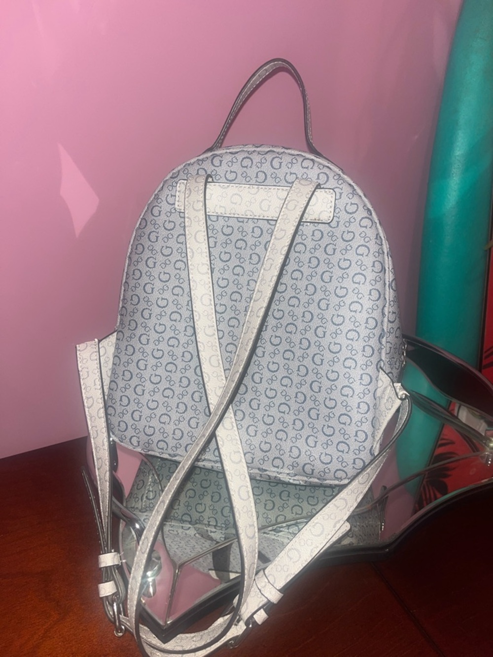 Guess White Logo Mini Backpack - Picture 2 of 4